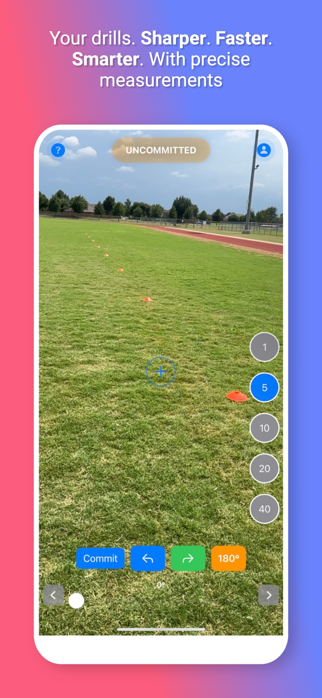 AR measurement in action showing sports field with distance markers