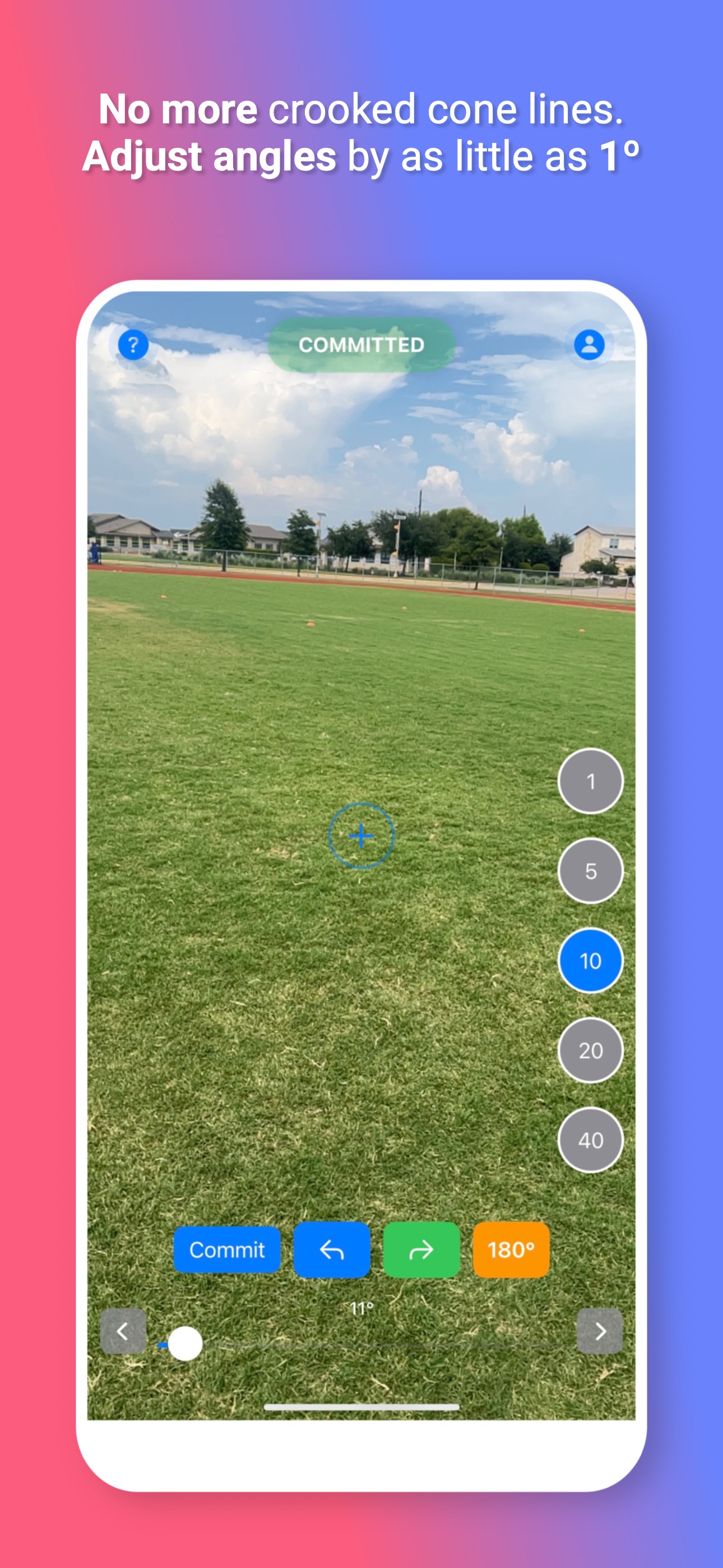 AR precision measurement showing committed measurement on sports field